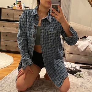 Denim checkered oversized shirt